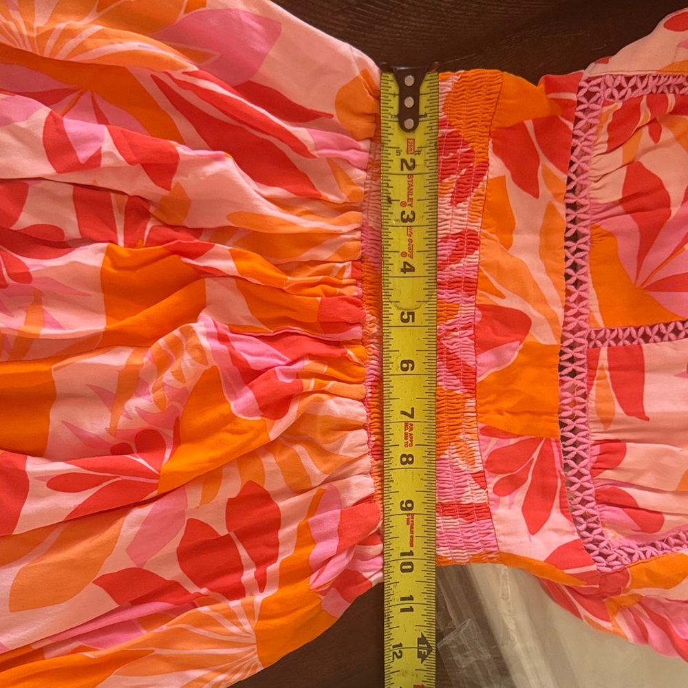 Anthropologie Abel the Label Floral Maxi Dress with Tie back- Orange and Pink XS - Picture 6 of 9